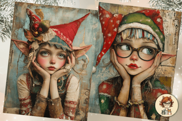 20 Printable Christmas Cards Elves Illustrations Review