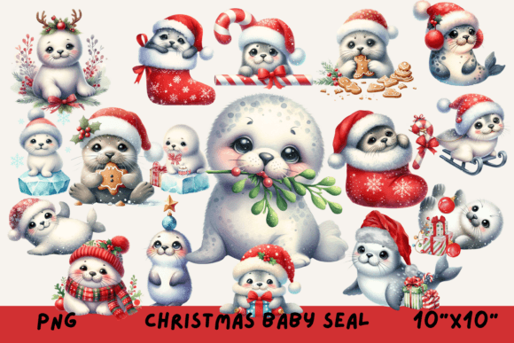Adorable Christmas Baby Seal Clipart Set: Illustrations Review