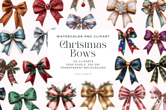 Christmas Bows Cliparts: Festive Illustrations