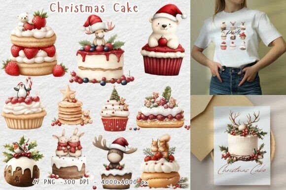 Christmas Cake Dessert PNG Clipart for Illustrations