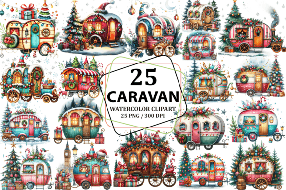 Christmas Caravan Clipart Sublimation Illustrations Review