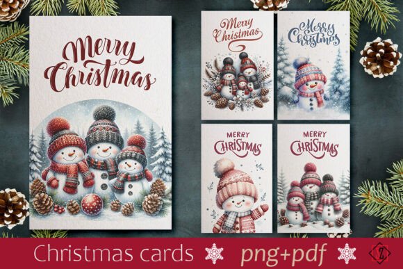 Christmas Cards with Snowmen: Illustrations for Blogs