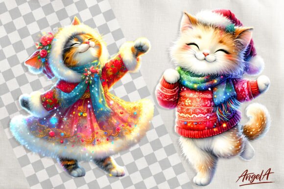 Christmas Cat Clipart PNG for Illustrations