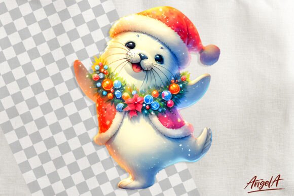 Christmas Clipart, Cute Seal Clipart for Illustrations