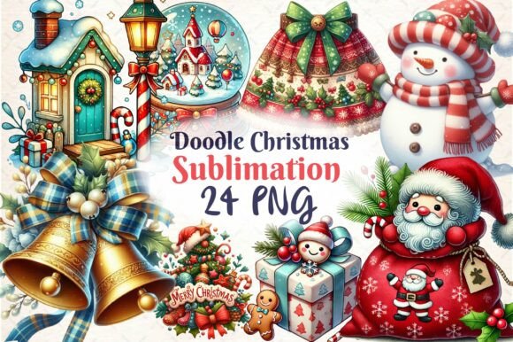Christmas Doodle Clipart Bundle: Festive Illustrations