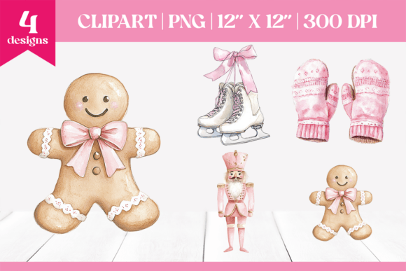 Christmas Gingerbread Pink Nutcracker Illustrations