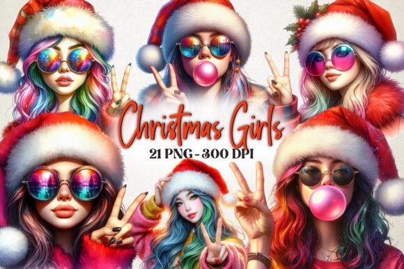 Christmas Girls Clipart for Illustrations
