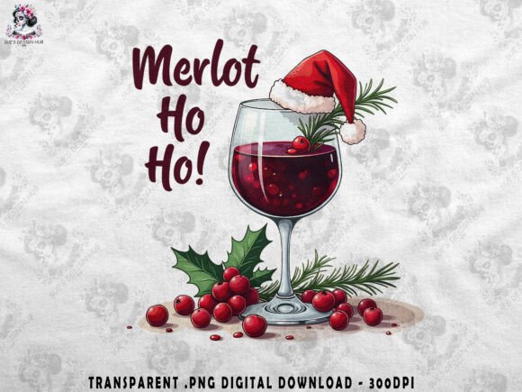 Christmas Merlot Wine Illustrations