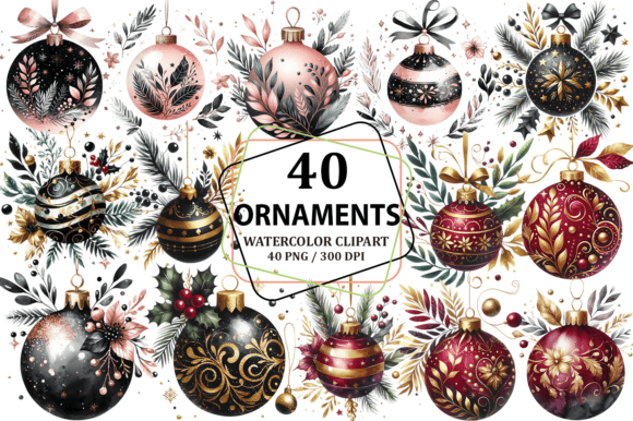 Christmas Ornament Clipart Sublimation: Illustrations for Festive Web Design