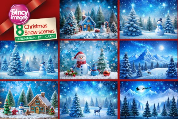 Christmas Snow Scenes: Premium Illustrations