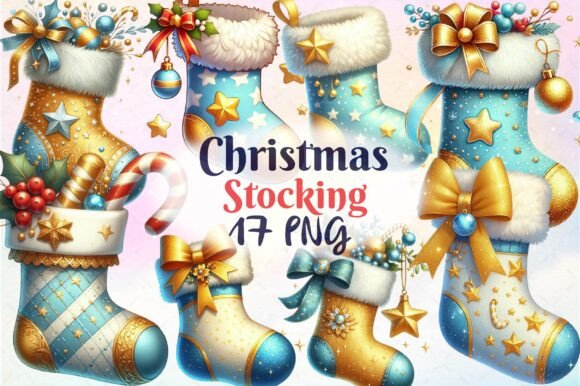 Christmas Stocking Clipart Bundle: Festive Illustrations