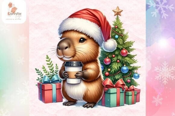 Cute Capybara Christmas Design: Festive Illustrations