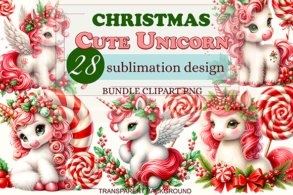 Cute Christmas Unicorn Clipart Bundle: Illustrations Review