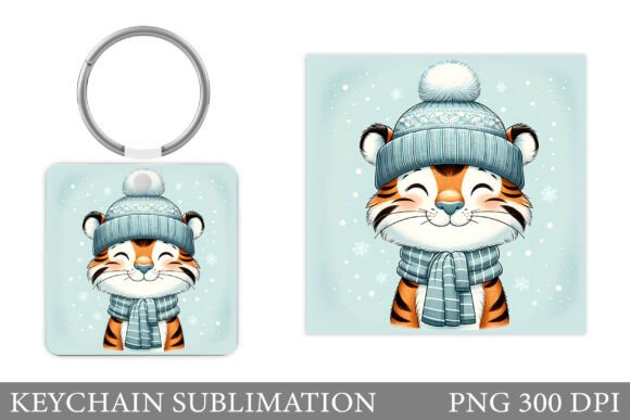 Cute Tiger Keychain: Festive Illustrations