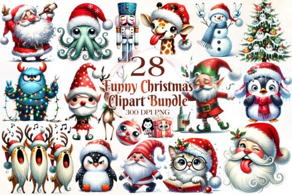 Funny Christmas Sublimation Clipart: Pro Illustrations