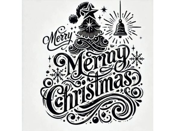 Ink Calligraphy for Merry Christmas Illustrations