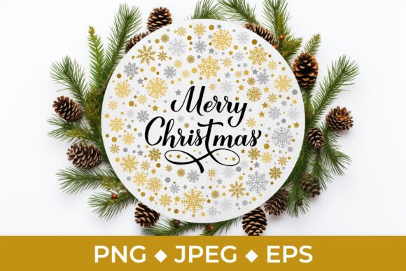 Merry Christmas Gold Silver Illustrations