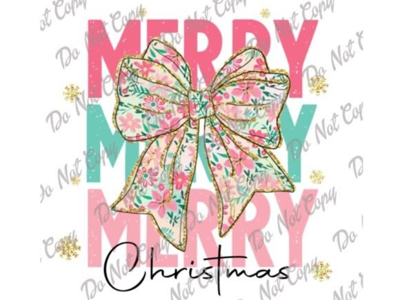 Merry Merry Merry Christmas Preppy Bow P Illustrations