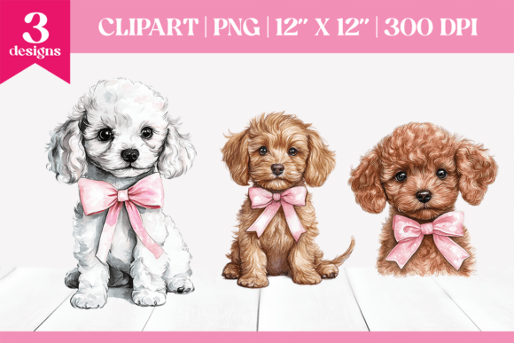 Pink Christmas Puppy Clipart: Festive Illustrations