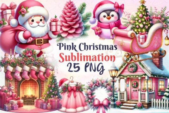 Pink Christmas Sublimation Bundle: Illustrations Review