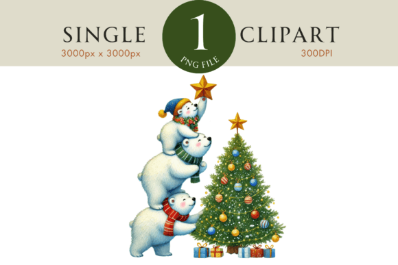 Polar Bears Decorating Christmas Tree Cl: Illustrations Review