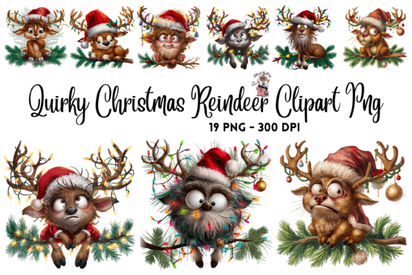 Quirky Christmas Reindeer PNG Bundle: Illustrations Review