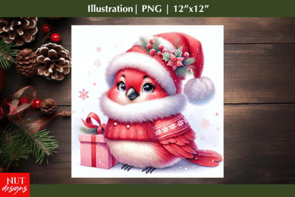 Review: Christmas Illustration PNG Cardinal Bird for Embroidery