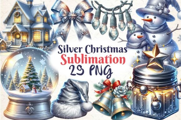 Silver Christmas Sublimation Clipart PNG Review